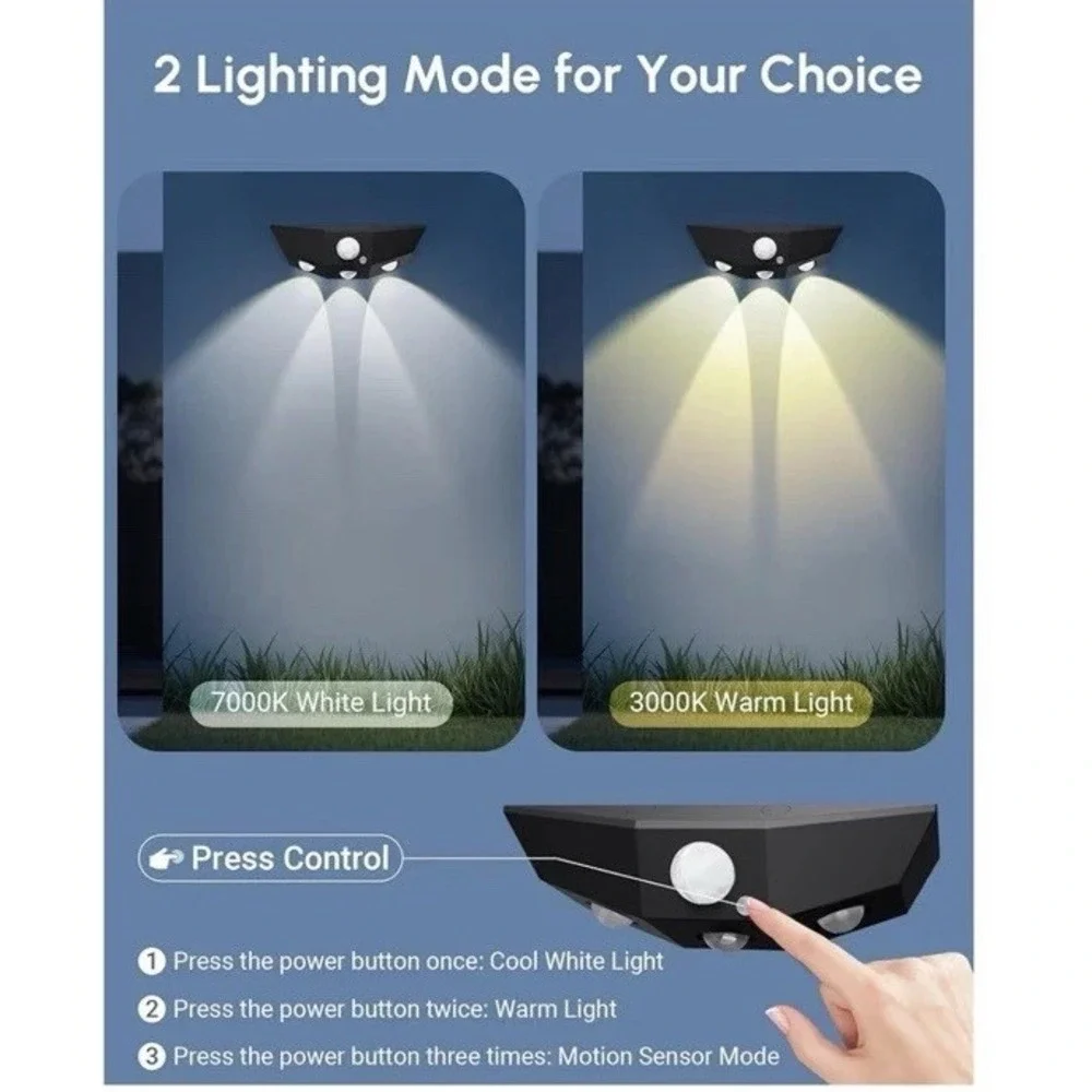 12 Pack Solar Fence Lights Outdoor Motion Sensor Waterproof 3000K/7000K‎